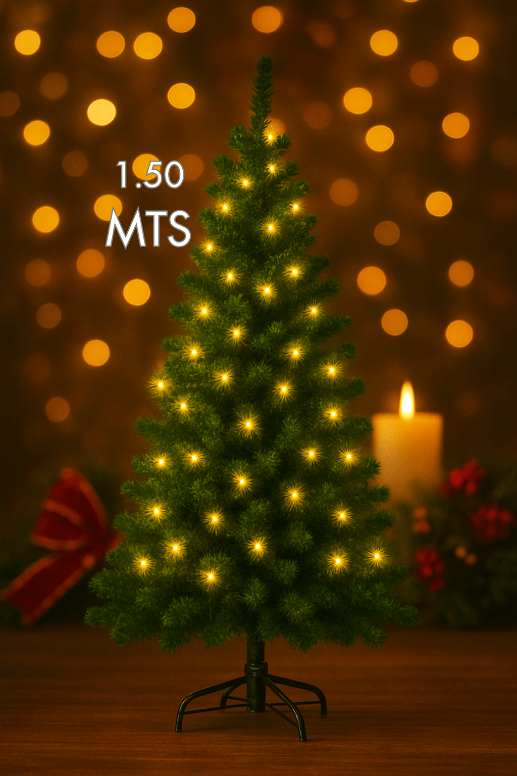 ARBOL PINO DE NAVIDAD TUPIDO DE 1.50MTS + LUCES NAVIDEÑAS