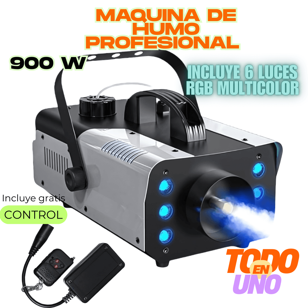 MAQUINA DE HUMO 900W Con Iluminación |°PROFESIONAL