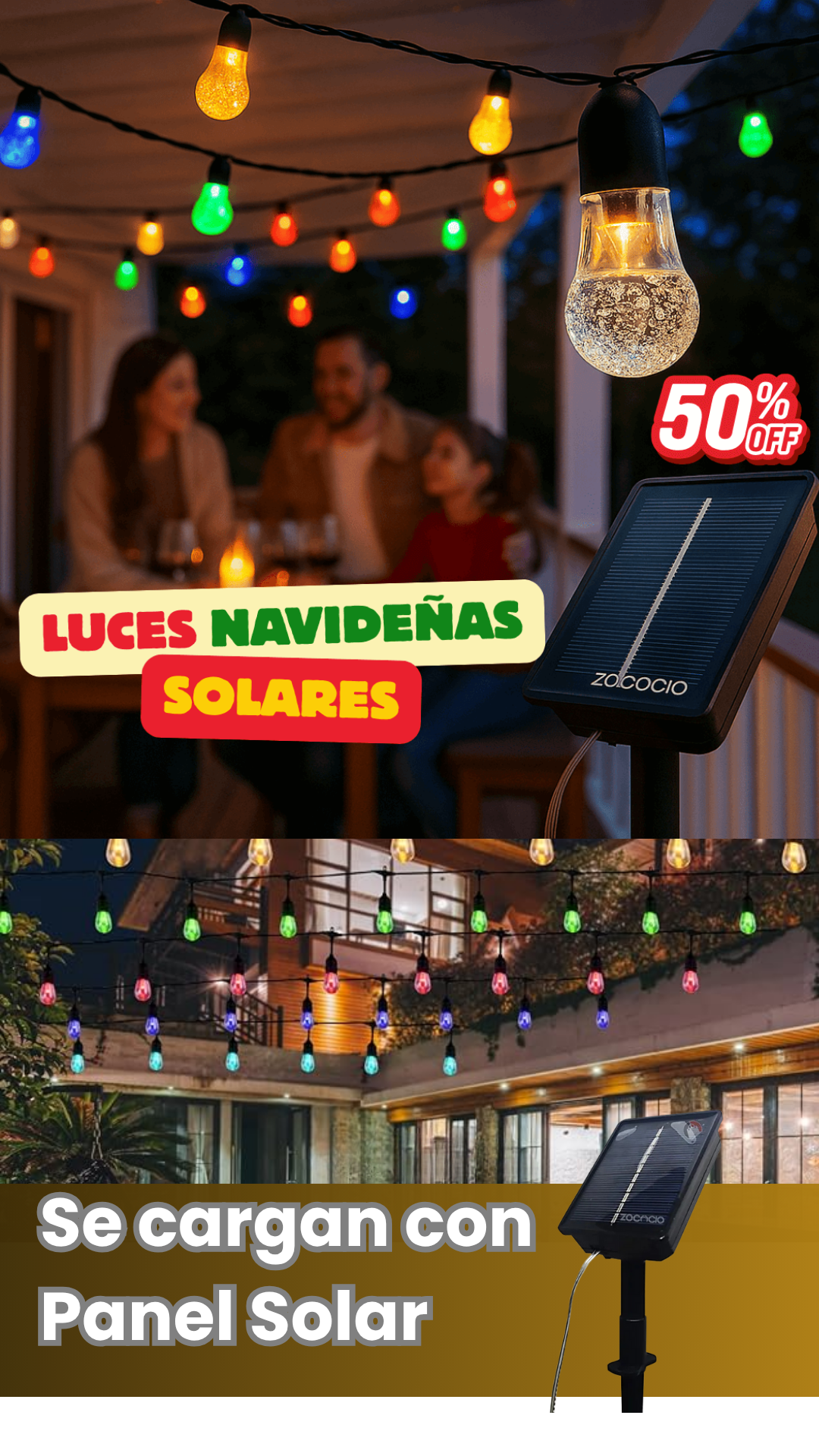 Guirnalda de bombillas solares x 50unidades|°