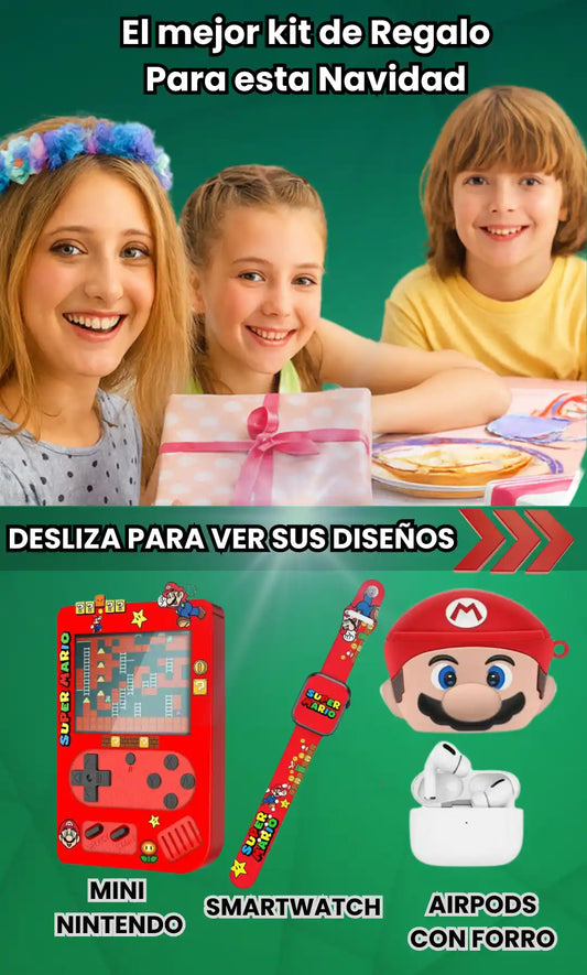 Mega Kit- Nintendo + Reloj Smartwatch y Obsequio Audífonos inalámbricos