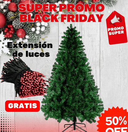 ARBOL PINO DE NAVIDAD TUPIDO DE 1.50MTS + LUCES NAVIDEÑAS
