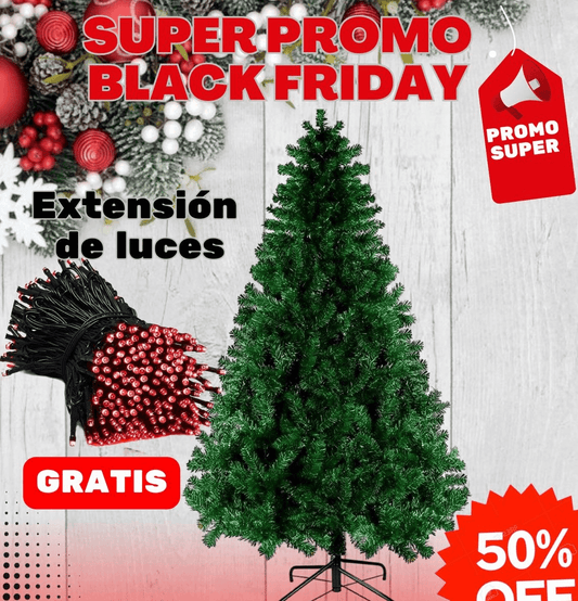ARBOL PINO DE NAVIDAD TUPIDO DE 1.50MTS + LUCES NAVIDEÑAS